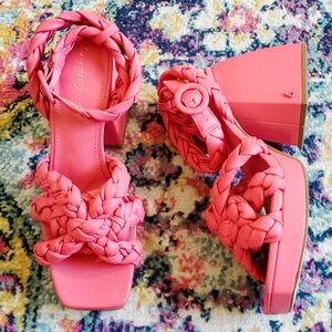 Circus by Sam Edelman Mable Pink Platform Lace Up Heels